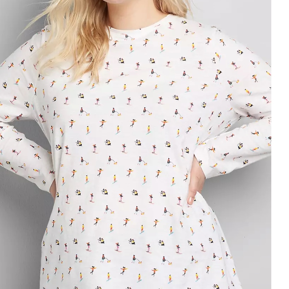 LANE BRYANT Ski Print Print Crew Neck Long Sleeve Tee Shirt Size 14/16